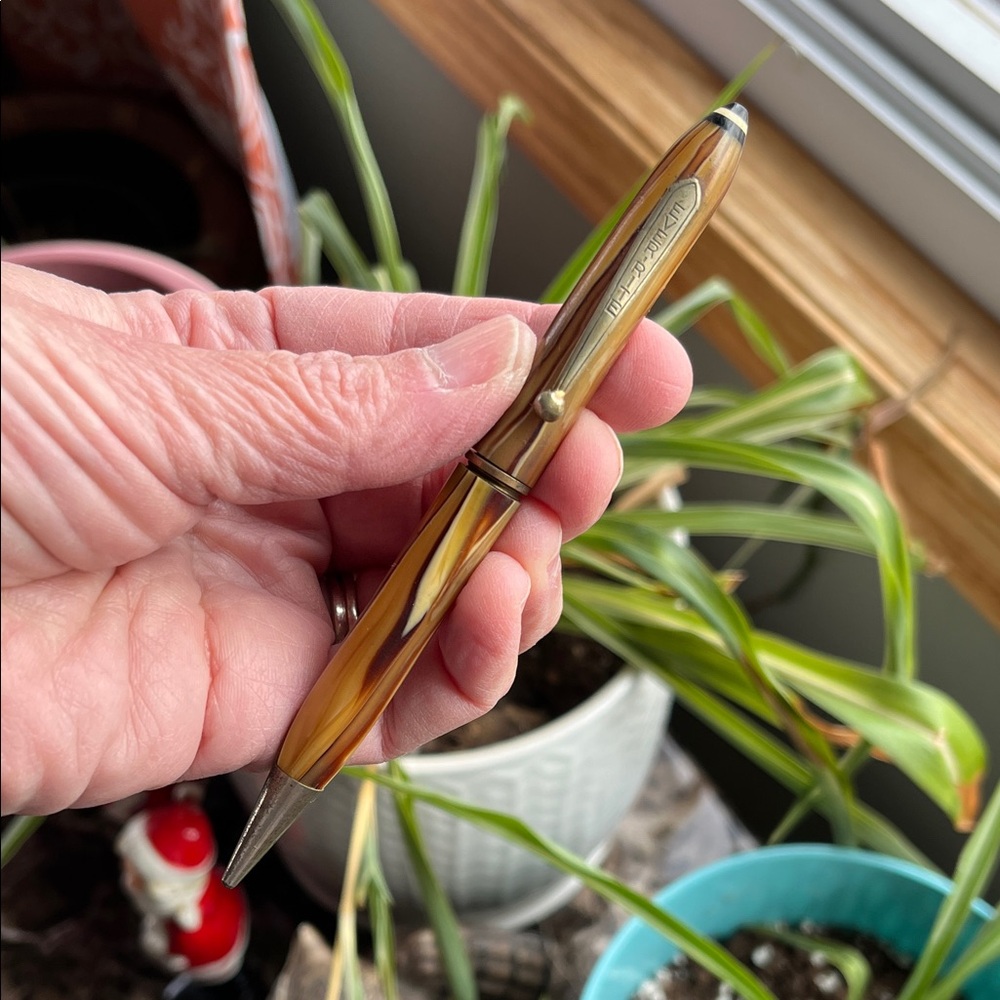 Vtg 40s ? EVER-RITE Mechanical Pencil Brown Striated Celluloid Plastic **READ**
